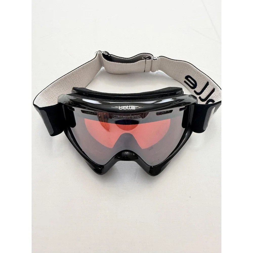 Bolle Ski Goggles Mens Black Red Tinted Shield Adjustable Strap Snowboarding